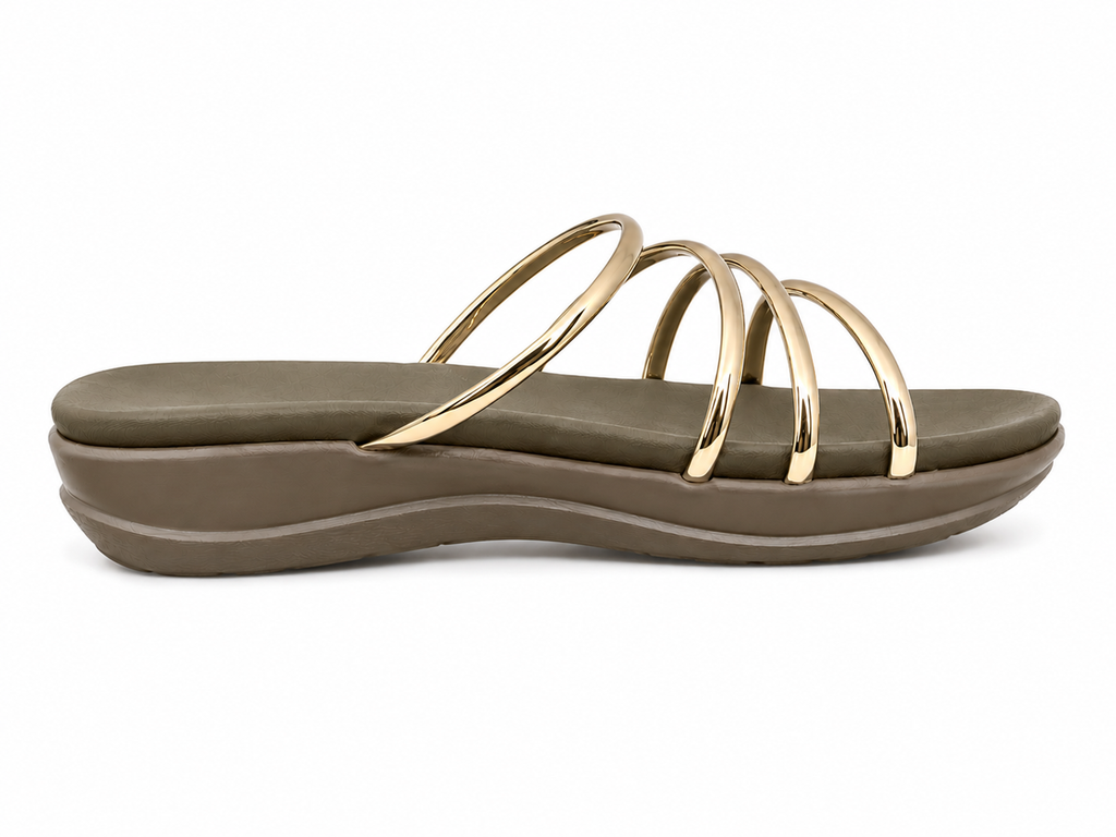 Pace Metallic Strappy Slides