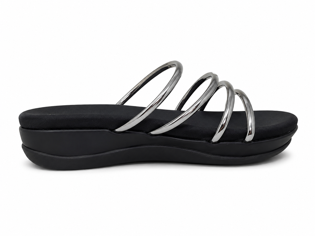 Pace Metallic Strappy Slides