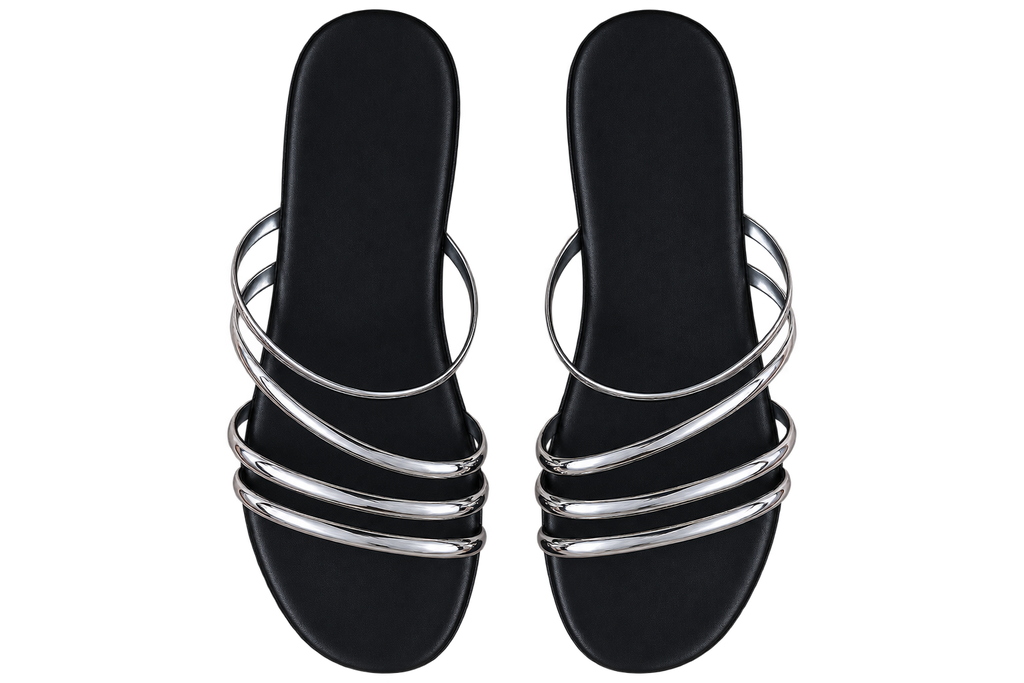 Pace Metallic Strappy Slides
